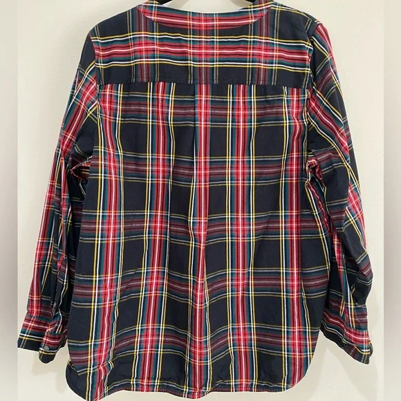J. Crew Tartan Cotton Poplin Top with Jewel Buttons. size XL - Picture 5 of 5